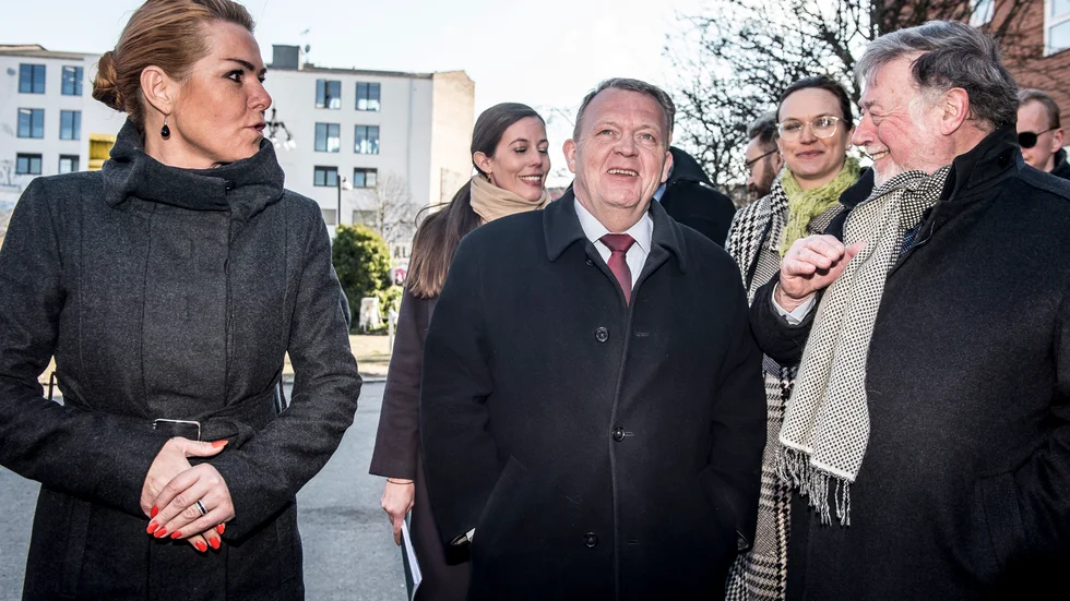 Röstmagneterna Inger Støjberg och Lars Løkke Rasmussen (i mitten), numera politisk vilde, har varit så dominerande att Venstres partiledare Jakob Ellemann-Jensen har framstått som osynlig. Arkivbild.
