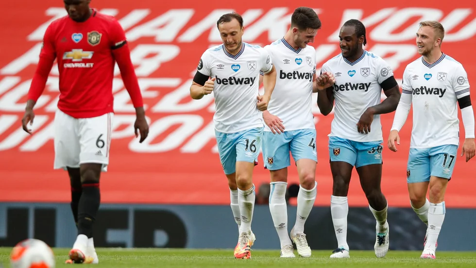 West Hams Michail Antonio jublar efter gästernas ledningsmål.