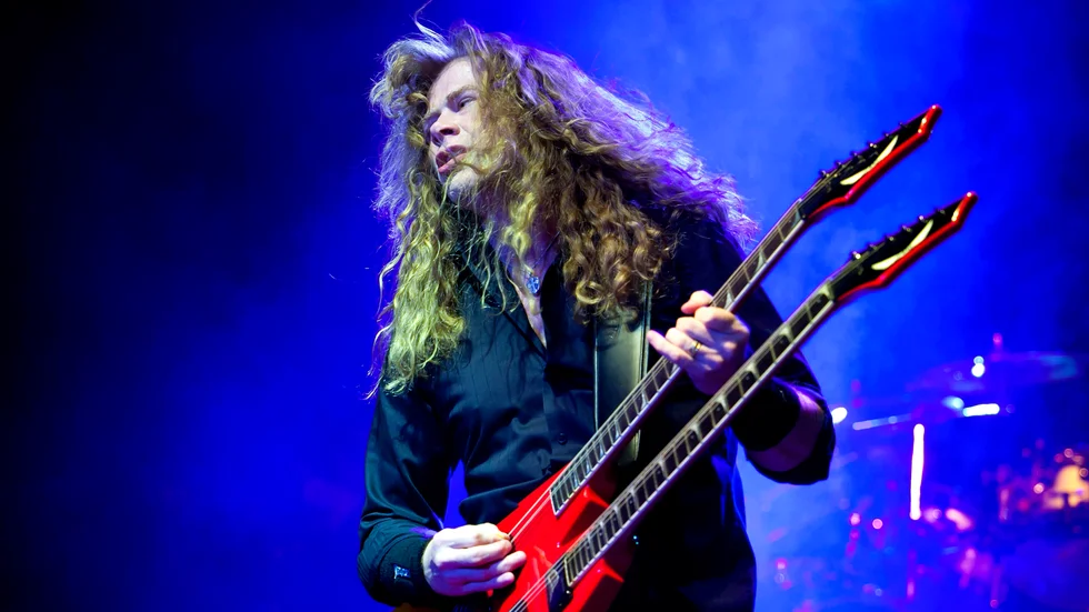 Dave Mustaine på scen med Megadeth. Arkivbild.