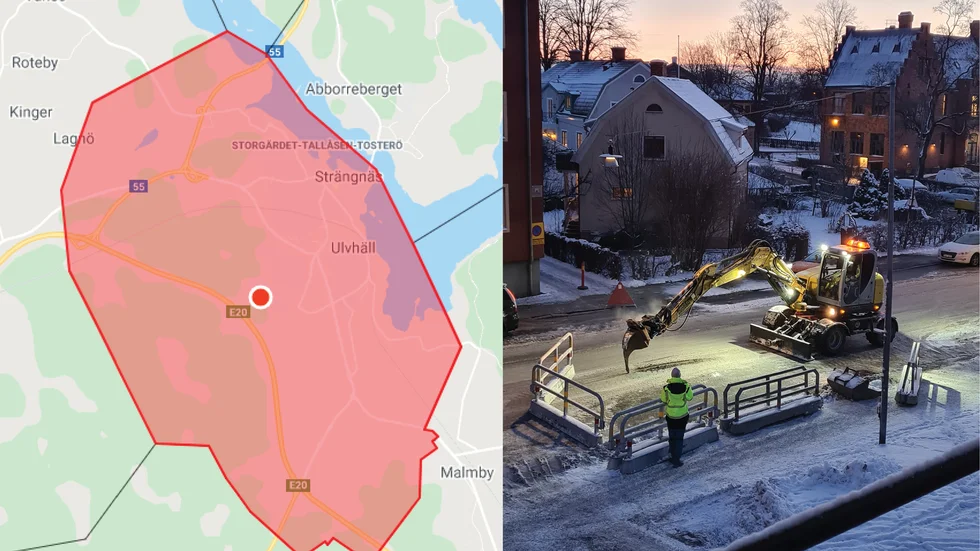 En vattenläcka har uppstått på Trädgårdsgatan 31 i Strängnäs.