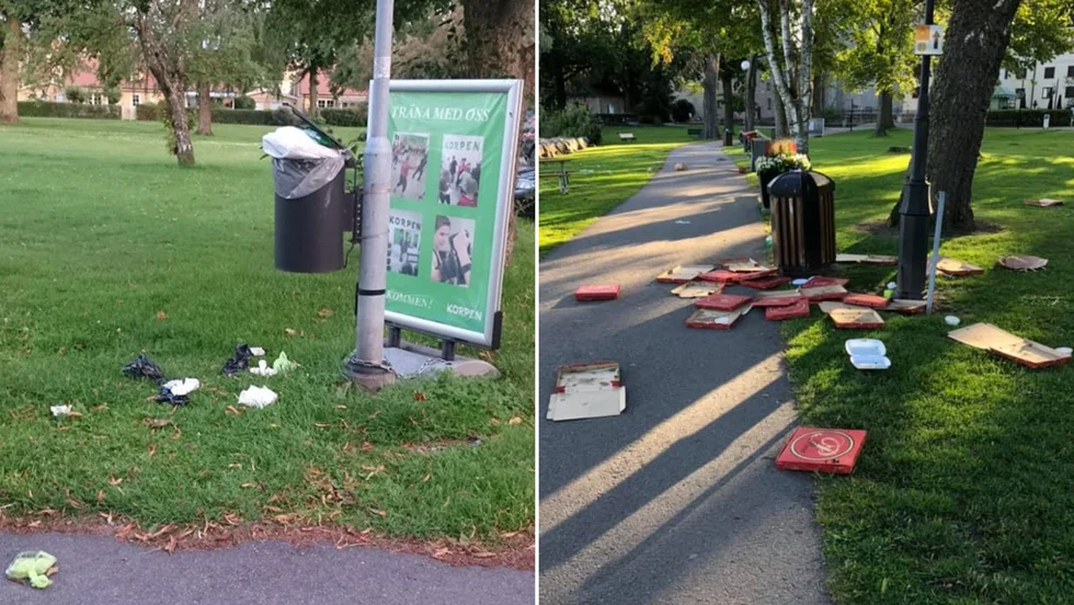 Flera Vadstenabor har uppmärksammat de fulla sopkärlen i staden och klagat över skräpet som legat spritt utanför kärlen.