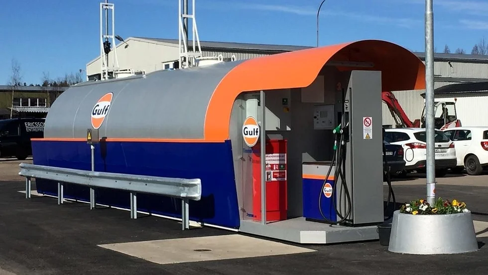 Den nya tankstationen i Östervåla kommer vara ovan jord. Två bilar kan tanka samtidigt och det kommer gå att tanka dygnet runt.