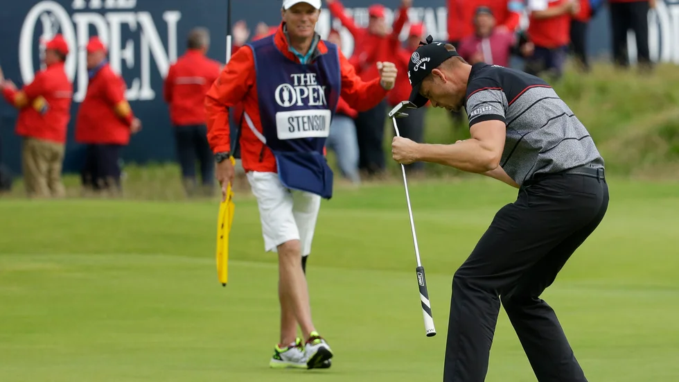 Henrik Stenson efter att han säkrade segern i British Open 2016. Arkivbild.