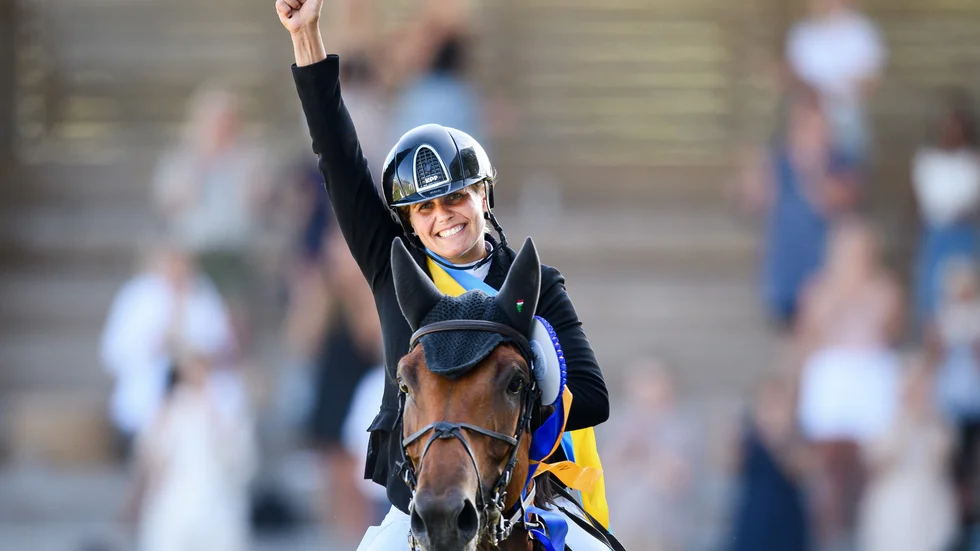Helena Lundbäck jublar efter den oväntade segern i Falsterbos derby.