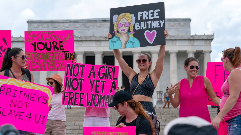 Fans från "Free Britney"-rörelsen har protesterat mot förmyndarskapet som stjärnan har levt med. Arkivbild.