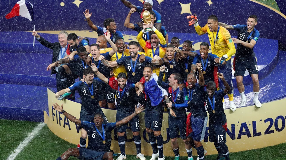 Frankrike firar VM-finalsegern över Kroatien 2018.
