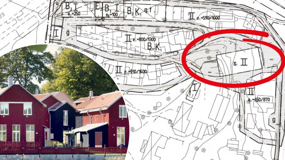 Fastigheten Marielund 1:66 ligger ungefär mellan bostäderna på Magasinsvägen/Mejerivägen (infällda bilden) och Marielunds gård. Där det tidigare låg en ladugård vill Svenska hem bygga 26 lägenheter. Suterräng i två våningar godkänns enligt detaljplanen.
