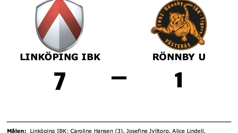 Linköping IBK vann mot Rönnby Västerås IBK Ungdom