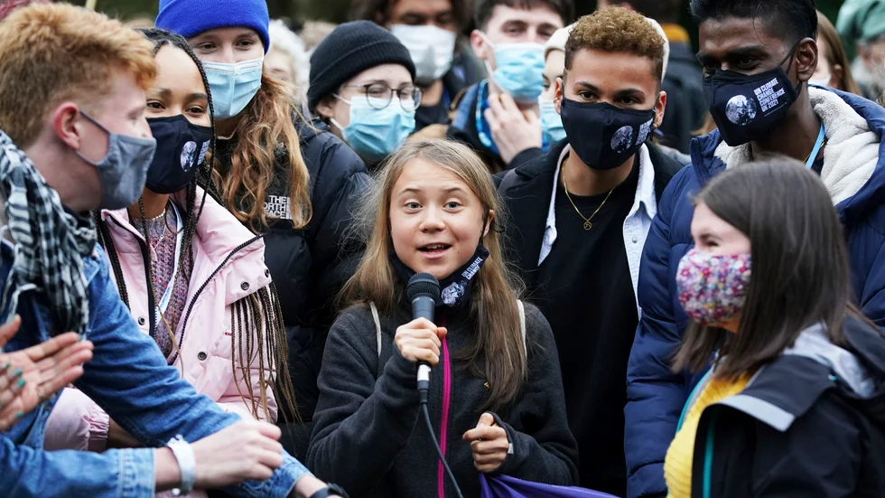 Greta Thunberg på plats vid klimatmötet i Glasgow.