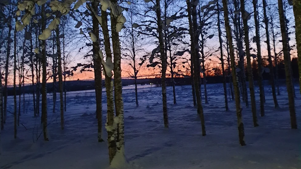 En vacker solnedgång över Sunderbyn.