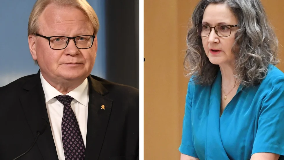 Peter Hultqvist och Ilona Szatmari Waldau debatterade Försvarsmaktens ansvar för Pfas.