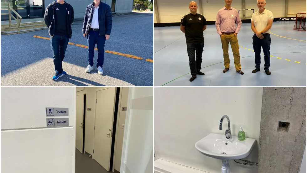 Eldsundsvikshallen togs i bruk den 1 september. På bilden syns Johan Blomdahl, Strängnäs IBK, Anders Lexell, Strängnäs kommun, samt Daniel Moberg, Thomasgymnasiet.