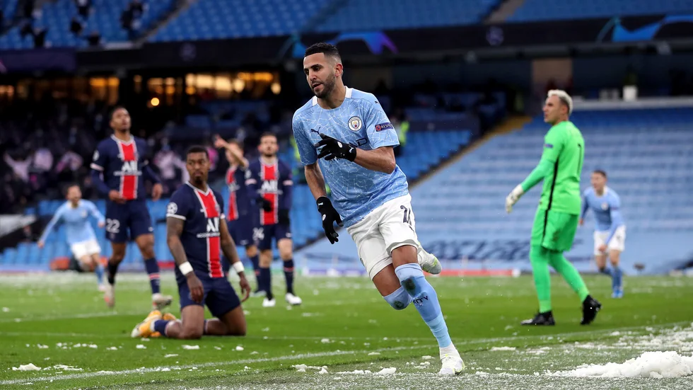 Riyad Mahrez sköt Manchester City till klubbens första Champions League-final, efter att ha gjort tre av målen 4–1 mot Paris SG.