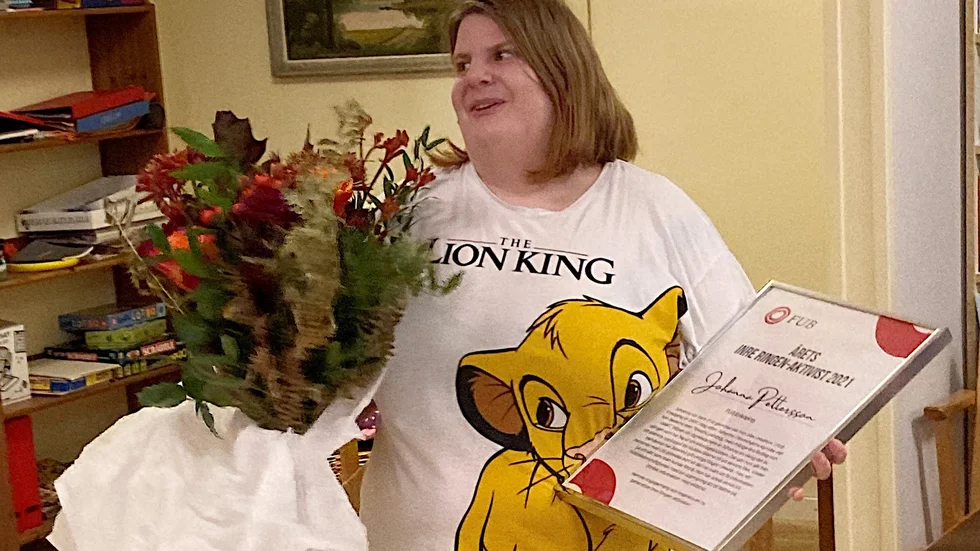 ”Det känns stort och väldigt roligt att jag fick priset, det ger motivation till att fortsätta arbetet när jag vet att jag gör något bra” säger Johanna Pettersson, FUB Enköping.