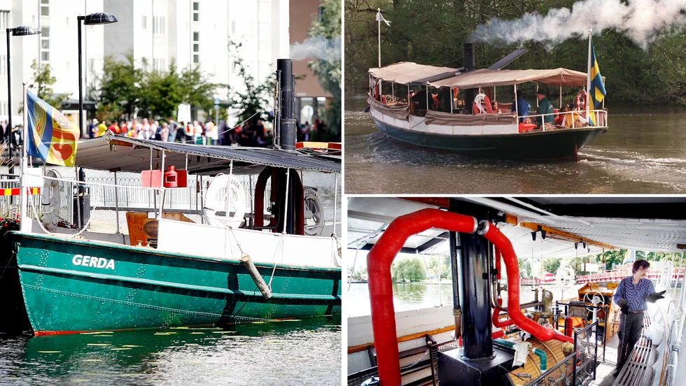 Den kommunägda ångslupen byggdes 1865 i Göteborg och totalrenoverades i Eskilstuna 1996. I år det 25 år sedan hon döptes till Gerda och sjösattes efter renoveringen.