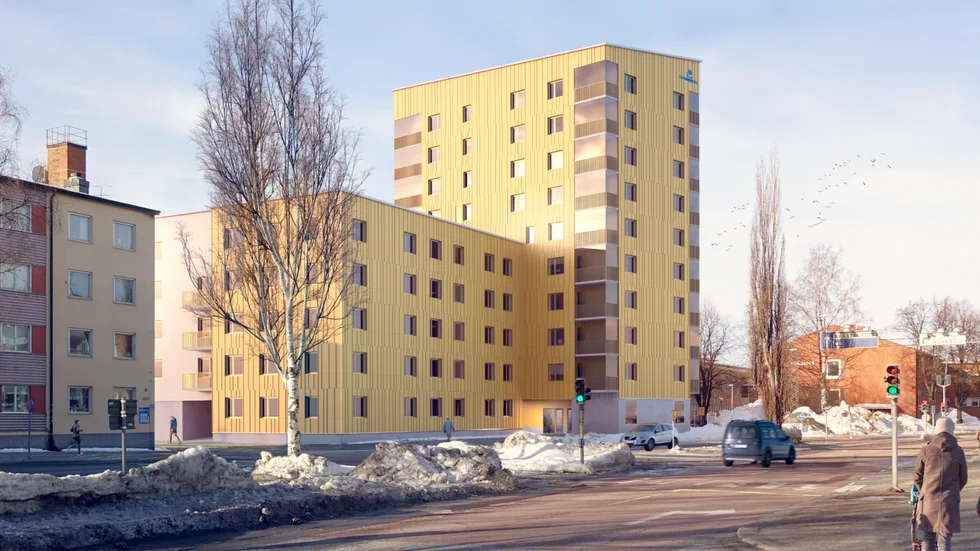 Så ska husen på Friggtomten se ut från Kanalgatan, och i höghuset är trygghetsboendet planerat. 