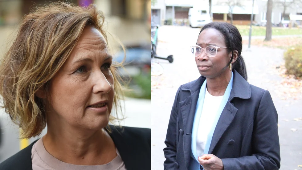 Juno Blom, partisekreterare och Nyamko Sabuni partiledare i Liberalerna besökte Marielund och talade med poliser på torsdagen.