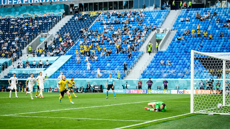 Emil Forsberg gjorde mål på straff mot Slovakien i gruppspelet.