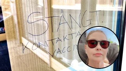 Bente Bach och flera andra bokade patienter möttes av en lapp på en stängd dörr när de skulle vaccineras mot covid-19 i Flen på lördagen. 
