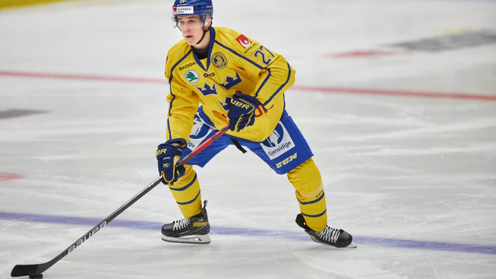 Nils Lundkvist i Tre Kronor-tröjan. Arkivbild.