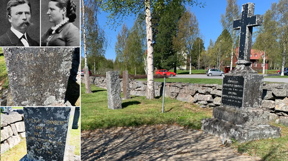 Erik Gustaf och Carolina Mannbergs grav finns på Landskyrkans kyrkogård. Men i samma grav vilar också mannen som tog över en storindustri, frun och huset av Erik Gustaf.