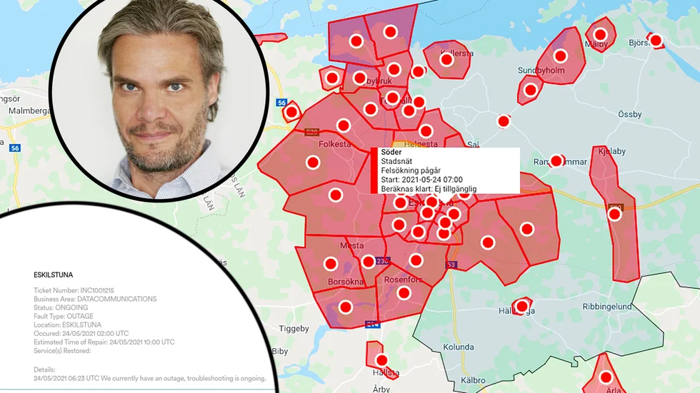 "Det har varit för många fel i nätet i Eskilstuna för att vi ska vara nöjda", säger Niclas Karnhill, presschef på IP-only.