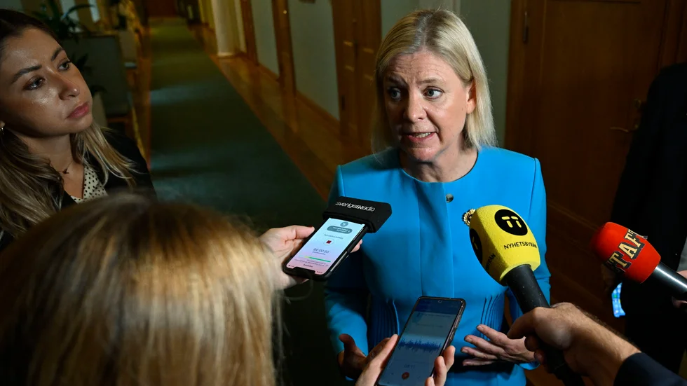 Statsminister Magdalena Andersson (S) kommenterar händelseutvecklingen kring Nord Streams efter riksmötets öppnande på tisdagen.