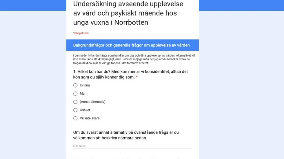 En enkät som vänder sig till unga norrbottningar ska leda till bättre bemötande i vården.