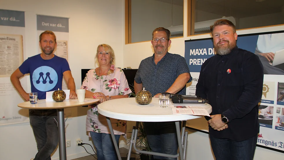 Jacob Högfeldt (M), Mia Nerby (C), Björn Karlsson (SD) och Anders Härnbro (S) debatterade på tisdagskvällen lokalpolitik live på strengnastidning.se.