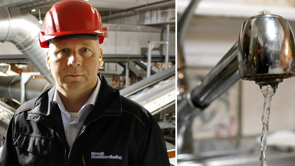 Mattias Philipsson, vd för Svensk Plaståtervinning, inväntar nu de slutgiltiga provsvaren från anläggningen efter att bakterier påträffats i dricksvattnet.