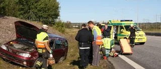 Trängd av lastbil