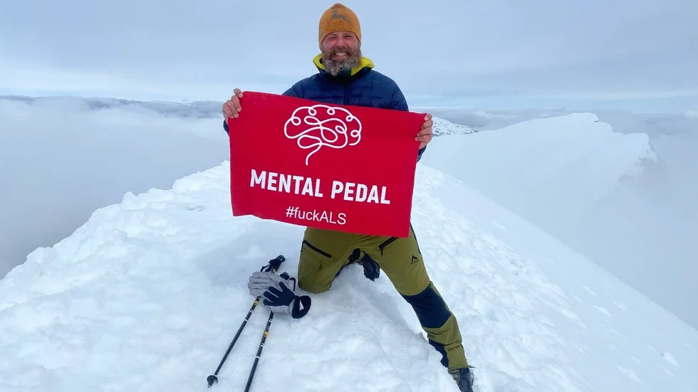 Fredrik Lundgren på Kebnekaises topp.