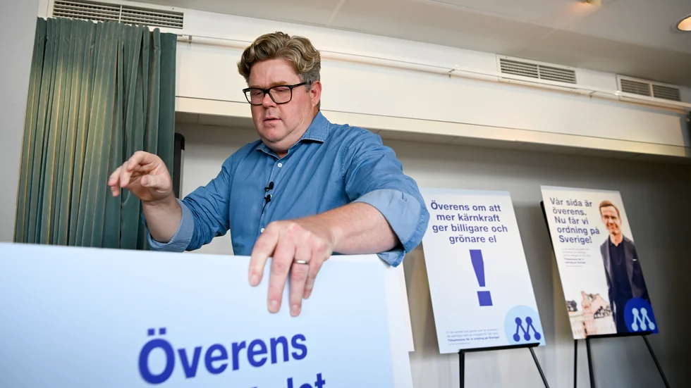 Moderaternas partisekreterare Gunnar Strömmer presenterar Moderaternas valkampanj under måndagen.