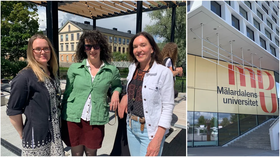 Från vänster: Malena Sattar, forskarkommunikatör på MDU, Carina Söderlund, lektor i informationsdesign på MDU och Susanna Toivanen, professor i sociologi på MDU. 