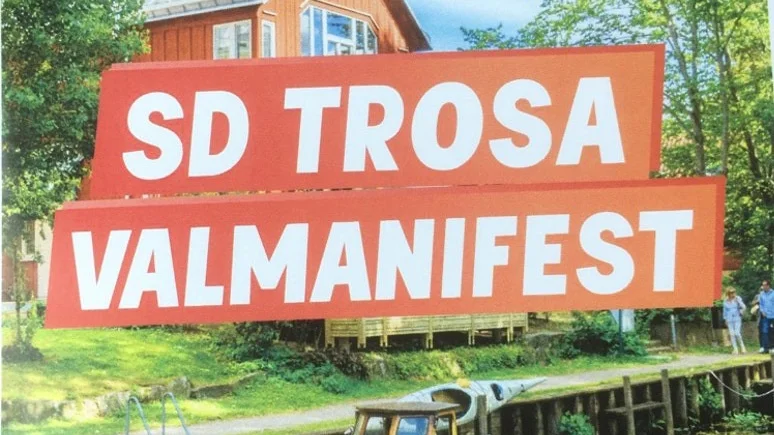 Trosabon Rolf Grossmanns båt på SD:s valmanifest