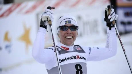 Glad. Charlotte Kalla slutade fyra i Slottsprinten, men var nöjd ändå. Foto: CLAUDIO BRESCIANI / SCANPIX