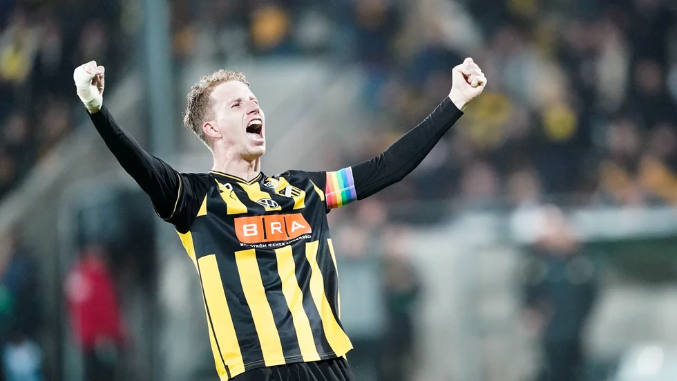 Häckens lagkapten Samuel Gustafson i matchen mot Malmö i söndags.