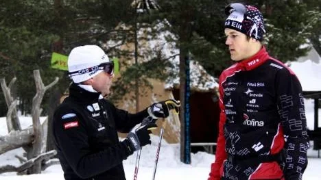 "Nu kan det bara bli bättre för Jesper", säger den svenske sprintcoachen, norrmannen Arild Monsen, till vänster, om sin storvuxne adept inför både SM och VM.