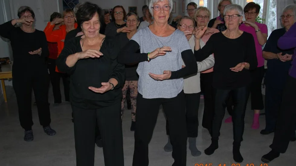 Populärt. Qigong. Längst fram intruktörerna Kaija Saloranta Meijer och Berit Backe.
