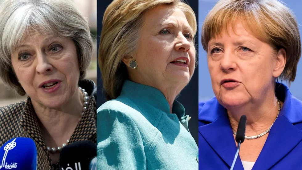 Tre kvinnor med makt. Theresa May blir troligen ny premiärminister i Storbritannien och Hillary Clinton väntas bli president i USA. I Berlin styr Angela Merkel sedan år 2005.