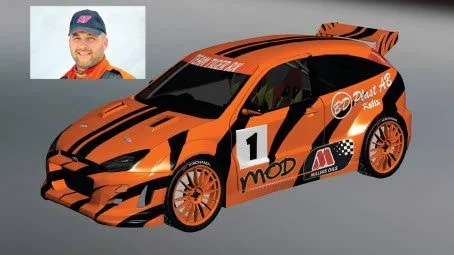 NY SUPERÅKET. Här är föraresset Fredrik Tigers nya bil. Det handlar om en Ford Focus, som har byggts  av Michael Jernberg.