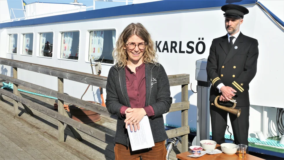 "Äntligen kan man prata på akterdäck," sa Hanna Wiman under fredagens invigningstal. Sju miljoner kronor har varvsvistelsen kostat bolaget.
