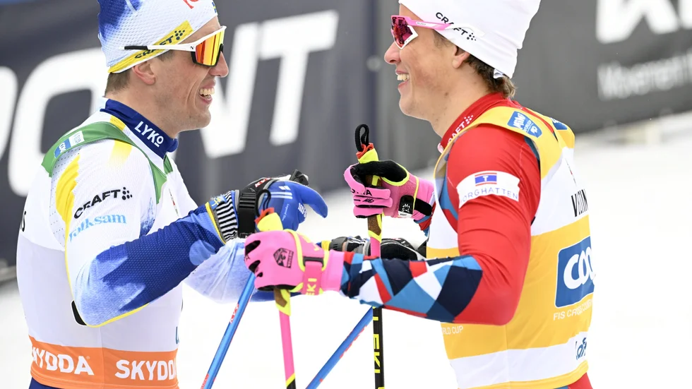 Calle Halfvarsson och Johannes Høsflot Klæbo. Arkivbild.