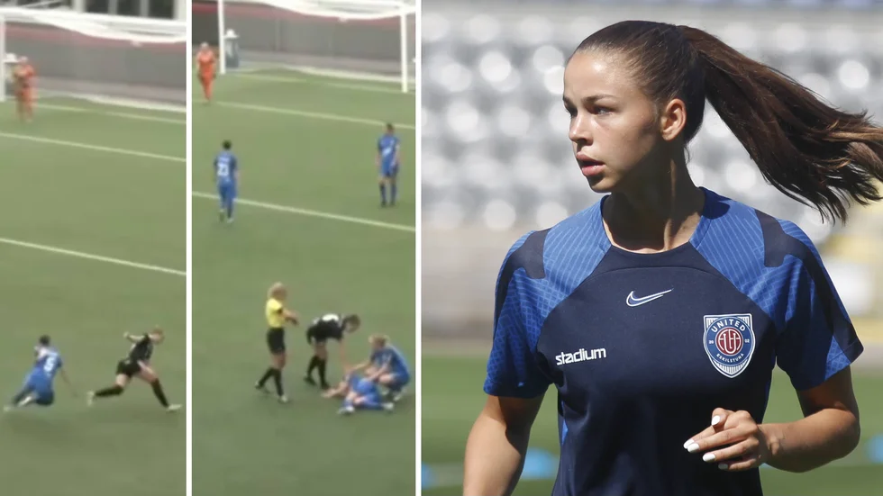 Eskilstuna United-succén Märta Jävergren skadade knät i samband med matchen mot Lidköping i söndags.