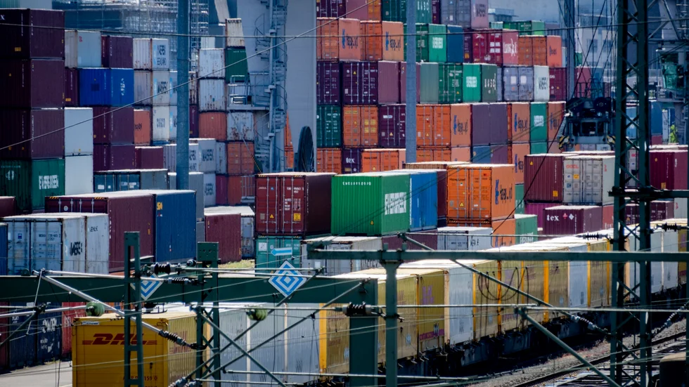 Lastcontainerterminal i Frankfurt. Arkivbild.