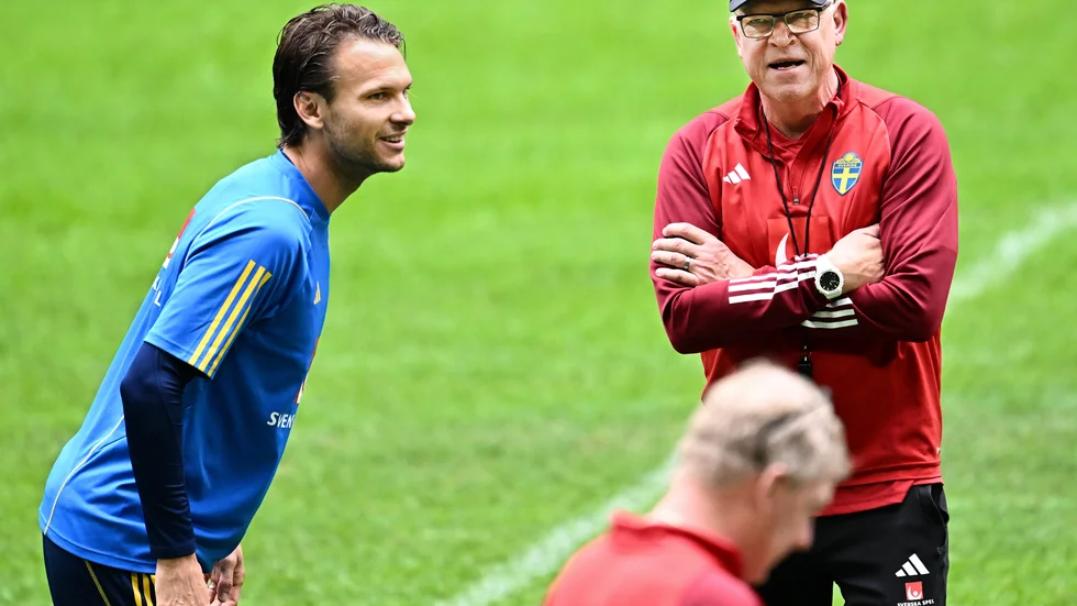 Albin Ekdal och förbundskapten Janne Andersson.