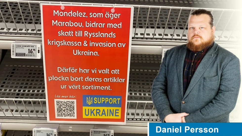 På Ica Supermarket på Teg i Umeå har man tagit bort Mondelez produkter eftersom företaget fortsätter sin ryska verksamhet.
