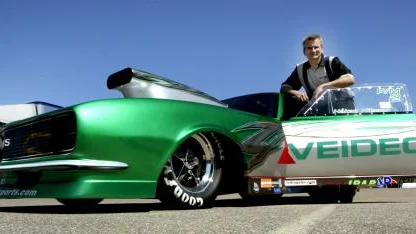 Håkan Nilsson, Eslöv, med sin Camaro från 1968. Med den ska han ta hem Pro Modified för femte gången. Bild: PETER JIGERSTRÖM