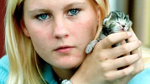 Emma Sandberg hittade den här lilla kattungen i en soptunna i Ulrika. Bild: JAN CHRISTER PERSSON
