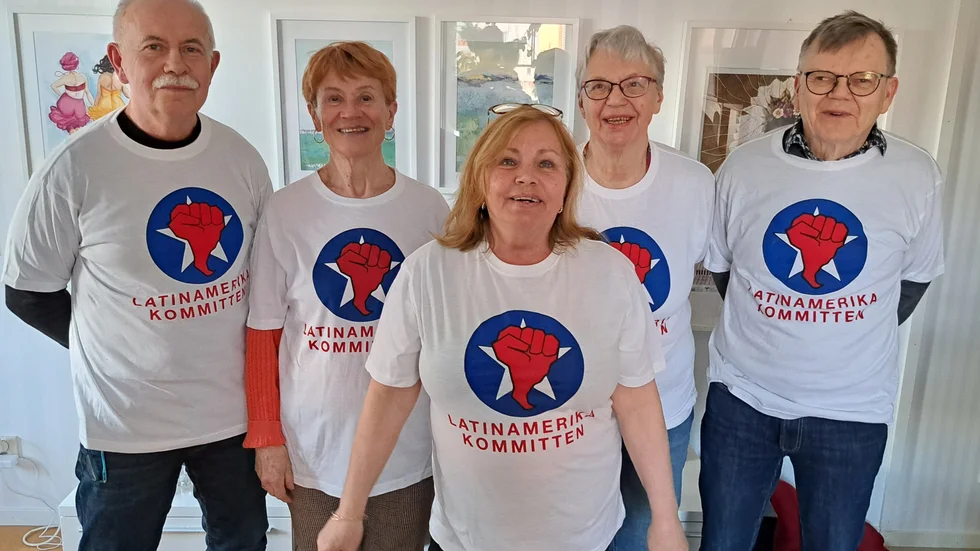 Den nya styrelsen: fr.v. Ingemar Nilsson, Anna-Greta Wallmark, Carina Diaz, Siv Andersson, Jan-Olov Perä. Rolf Viklund tog bilden.